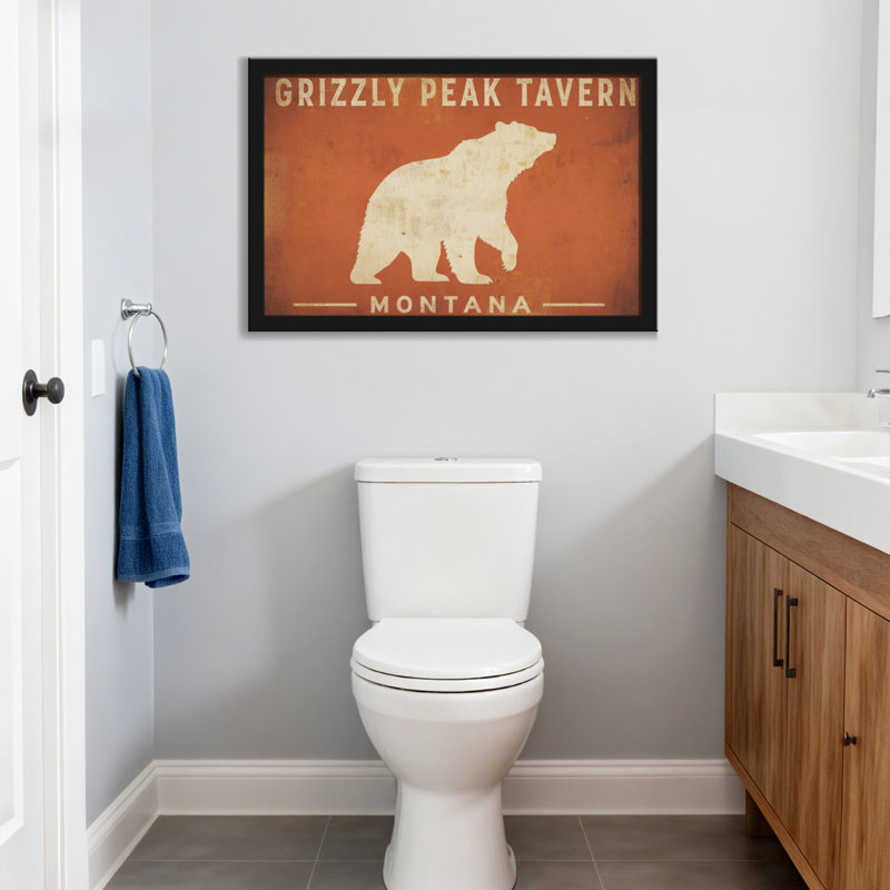 Animaux, grizzly, silhouette, signe rustique, Toile tendue, Ne s’applique pas, H 20 po x l 30 po