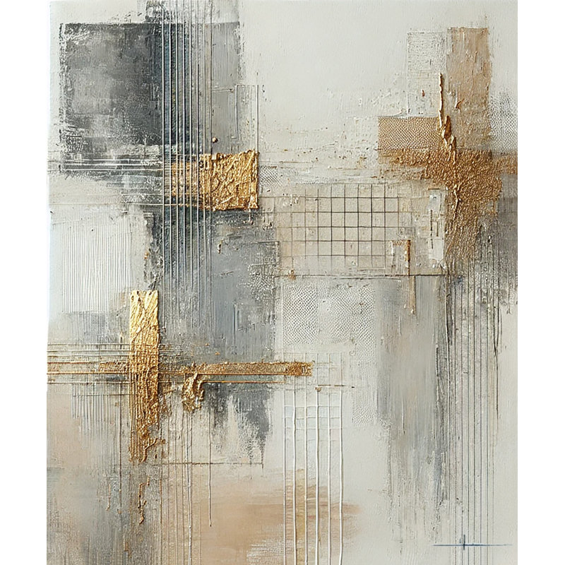 Art mural moderne abstrait sur toile neutre, H 40 po x l 30 po x P 1,5 po