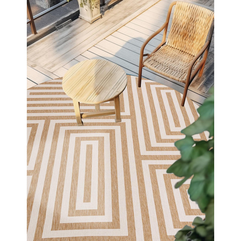 Tapis contemporain de style taupe Bello, Rond 3 pi 1 po