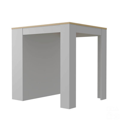 Kitchen Counter Dining Table ,Two Legs, Three Side Shelves
