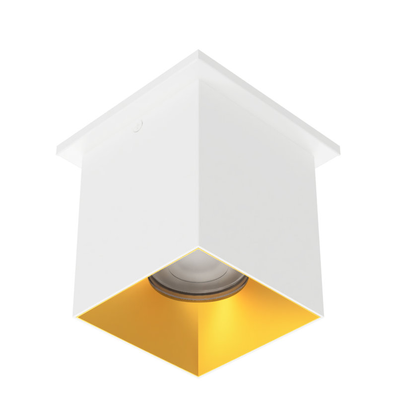 Plafonnier encastré 5 lumières Zoron Square, Blanc / Doré, H 4,5 po x l 3,63 po x P 3,63 po