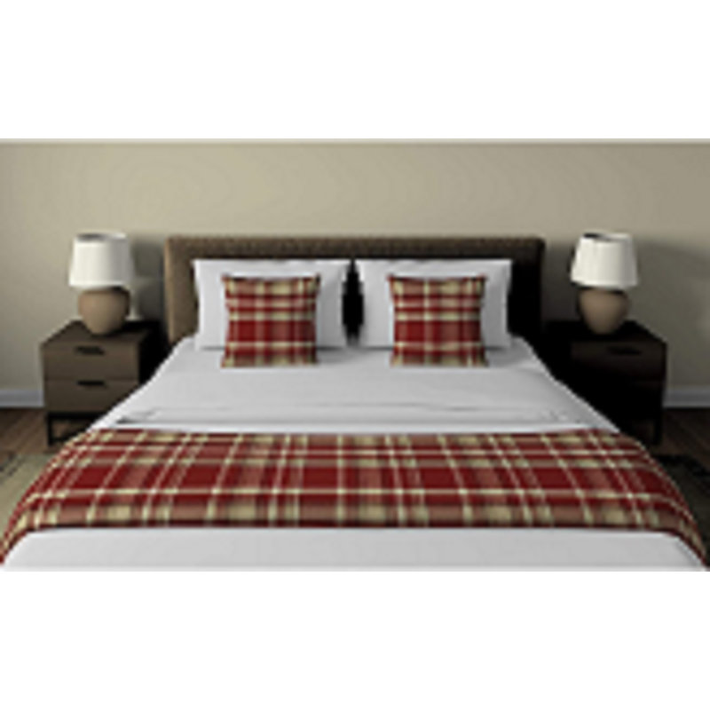 Harworth Polyester Tartan Bedspread, Red/White