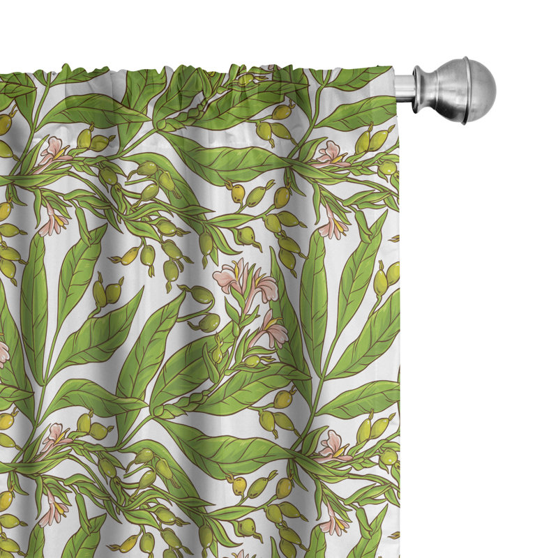 Rideaux 4 panneaux East Urban Home Nature, olive méditerranéen, vert lime et rose, L 56 po x L 95 po