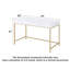 Bureau moderne de luxe Ottey Light 47 pouces – Plateau blanc brillant, structure en métal doré, double tiroir de rangement, bureau pour la maison, le travail ou la salle d'étude.