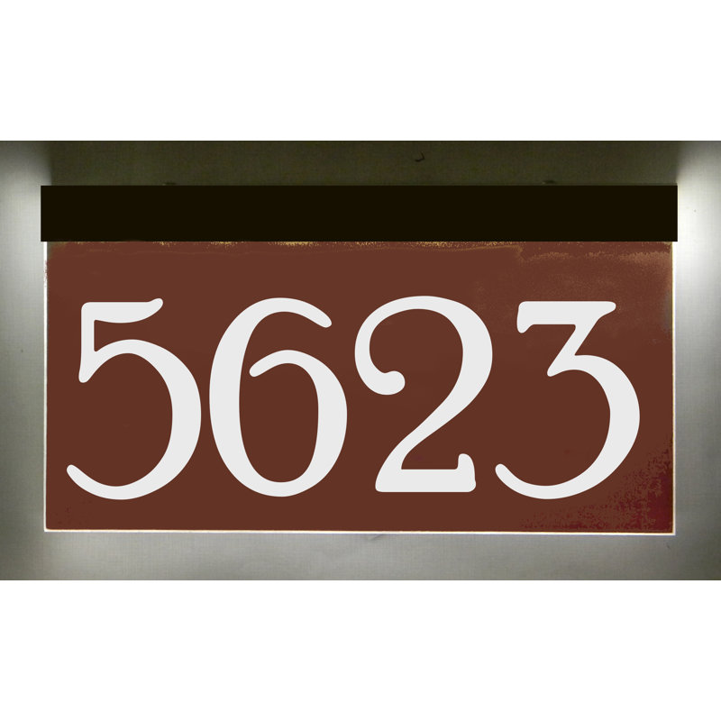 Plaque d'adresse 1 ligne à DEL avec lumière de paysage, Bourgogne, Oui