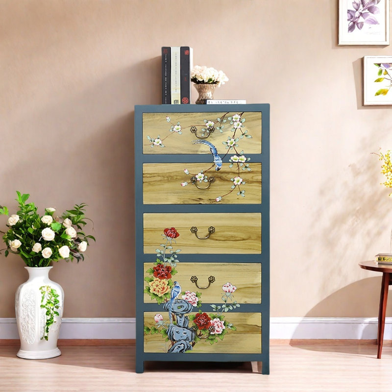 Hand-Painted Entryway Cabinet, 47.2" H x 23.6" W x 15.7" D