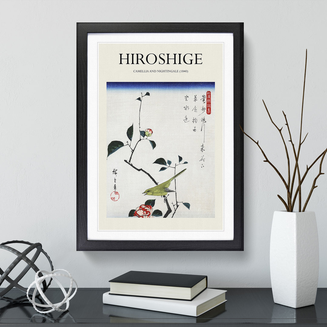 Camellia & a Nightingale by Utagawa Hiroshige - Picture Frame Art Prints