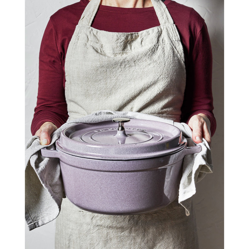 La Cocotte Cast Iron Round Cocotte, Cherry Blossom, 7 quarts