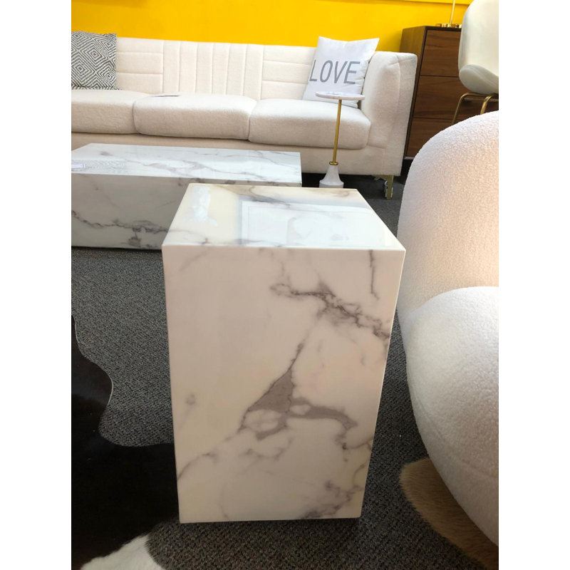 Table d'appoint en marbre Luci, H 11,8 po x l 11,8 po x P 11,8 po