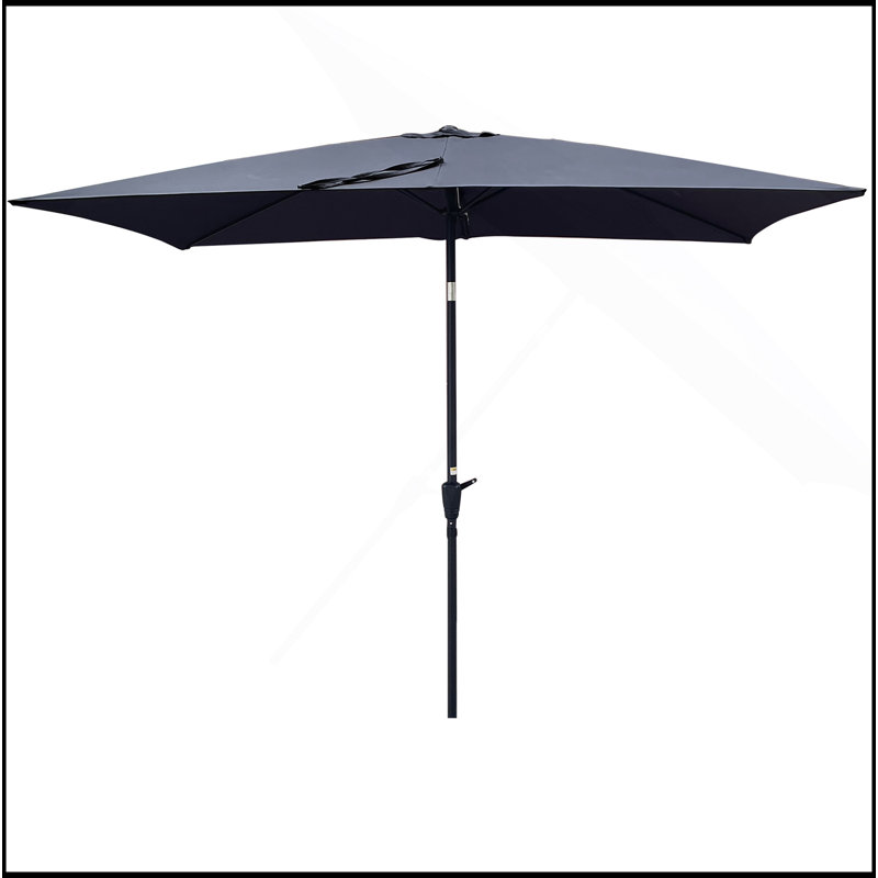 Parasol d'extérieur imperméable polyvalent 6 x 9 pi avec manivelle et bouton poussoir inclinable sans rabat pour le jardin, la piscine et le marché