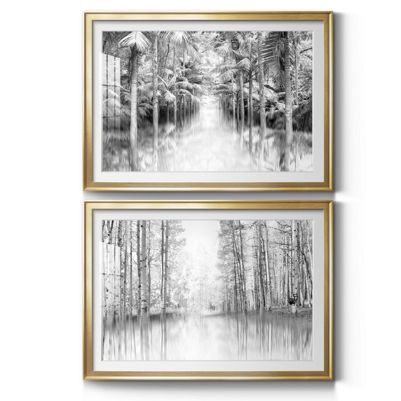 Toile encadrée de qualité supérieure Azores Reflection, Noir, H 18,5 po x l 49 po x P 1,5 po, Blanc