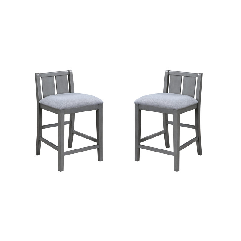Siège de comptoir de 20 po de hauteur, revêtu de gris avec repose-pieds, largeur de produit de 19,89 po, duo de chaises en caoutchouc et bois