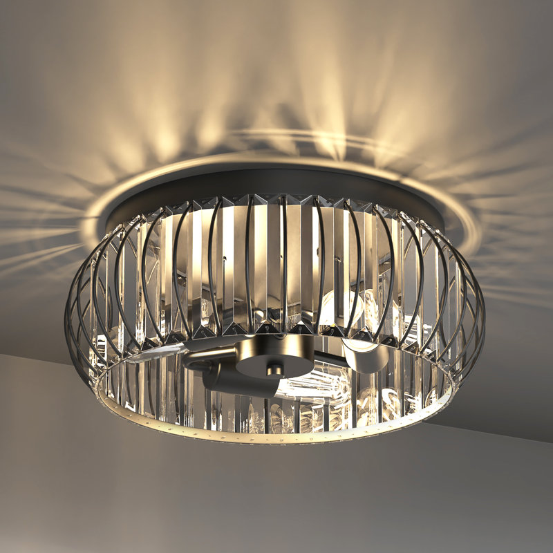 15 po Lustre 3 lumières encastré en cristal