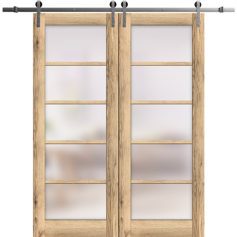 Porte de grange en bois lambrissé sans trousse de quincaillerie d’installation, 60 po x 80 po, Chêne