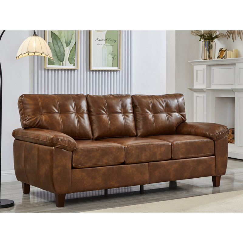 Upholstered Sofa, 35" H x 79" W x 32.3" D, Brown
