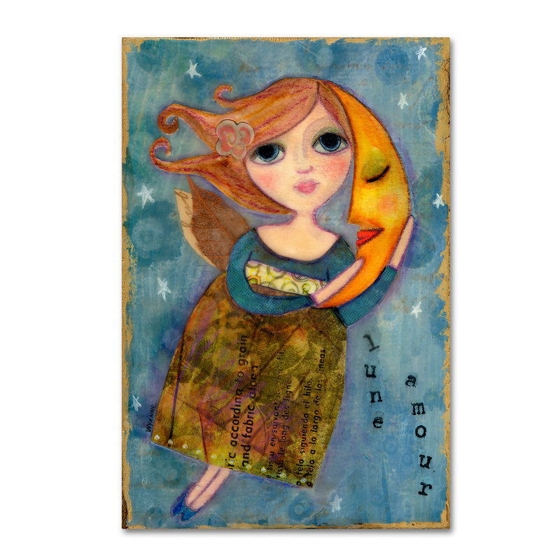 «Big Eyed Girl Moon Love» de Berkley, reproduction sur toile tendue, H 19 po x l 12 po x P 2 po