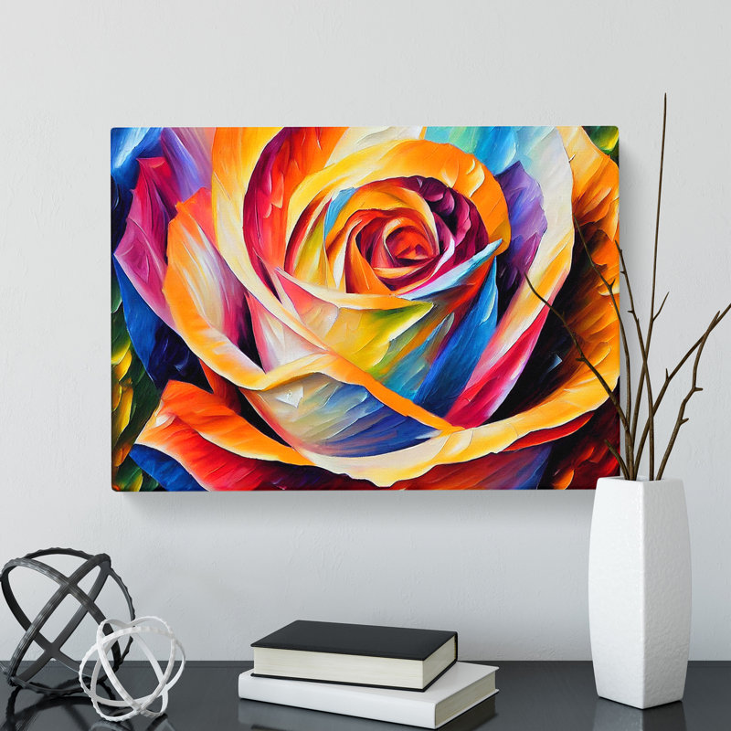 Rose Flower Painting Vol.5 Abstract - Wrapped Canvas Print, 50cm H x 76cm W x 3cm D