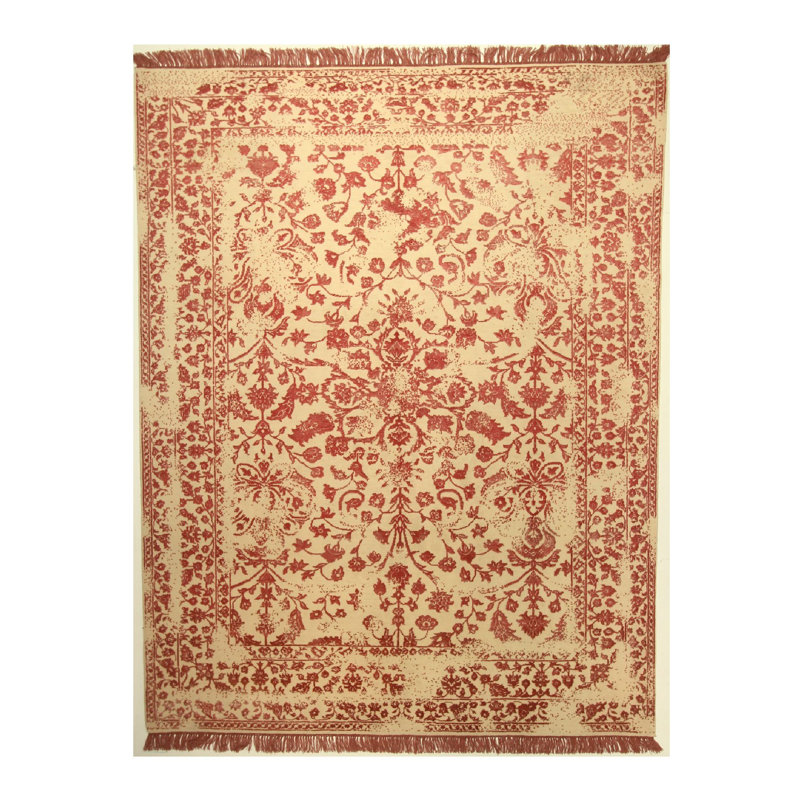 Hand Knotted Oriental Area Rug in Pink