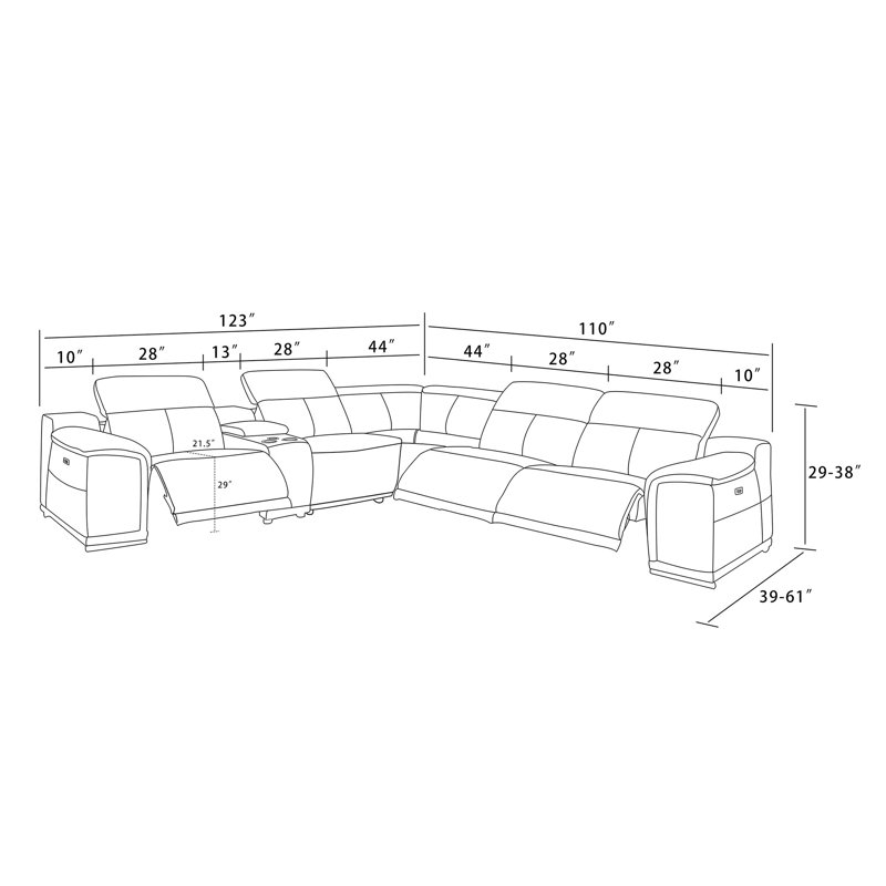 Anna-Louise Upholstered Reclining L-Shaped Sectional Reversible, White