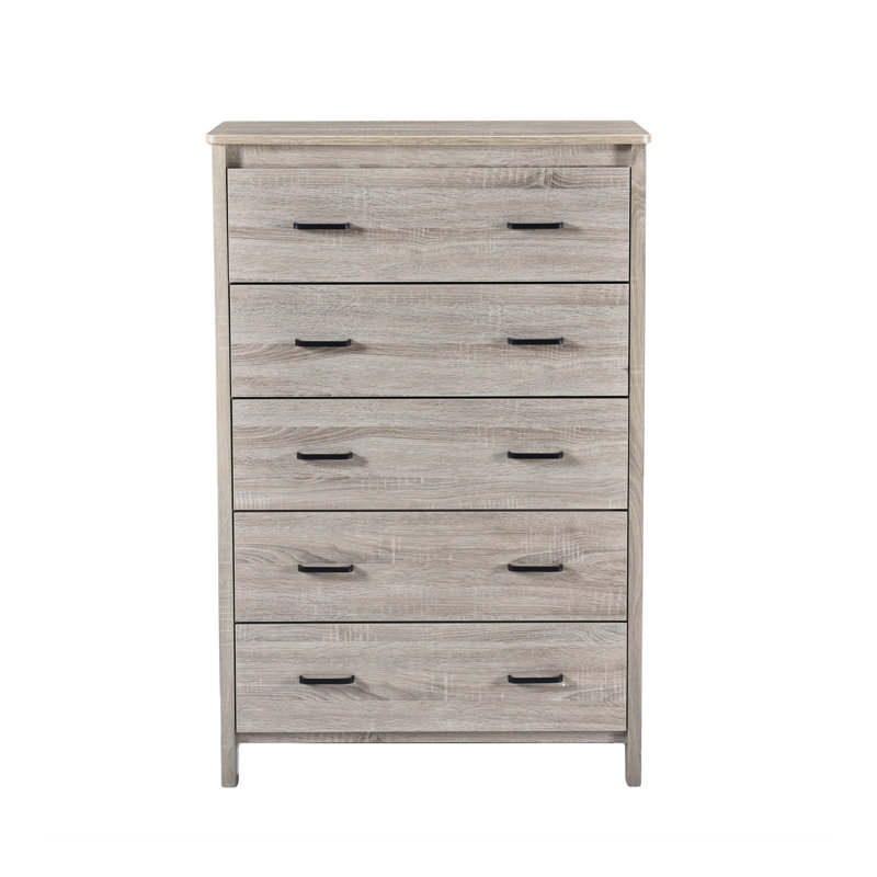 Commode 5 tiroirs Toolless, Chêne