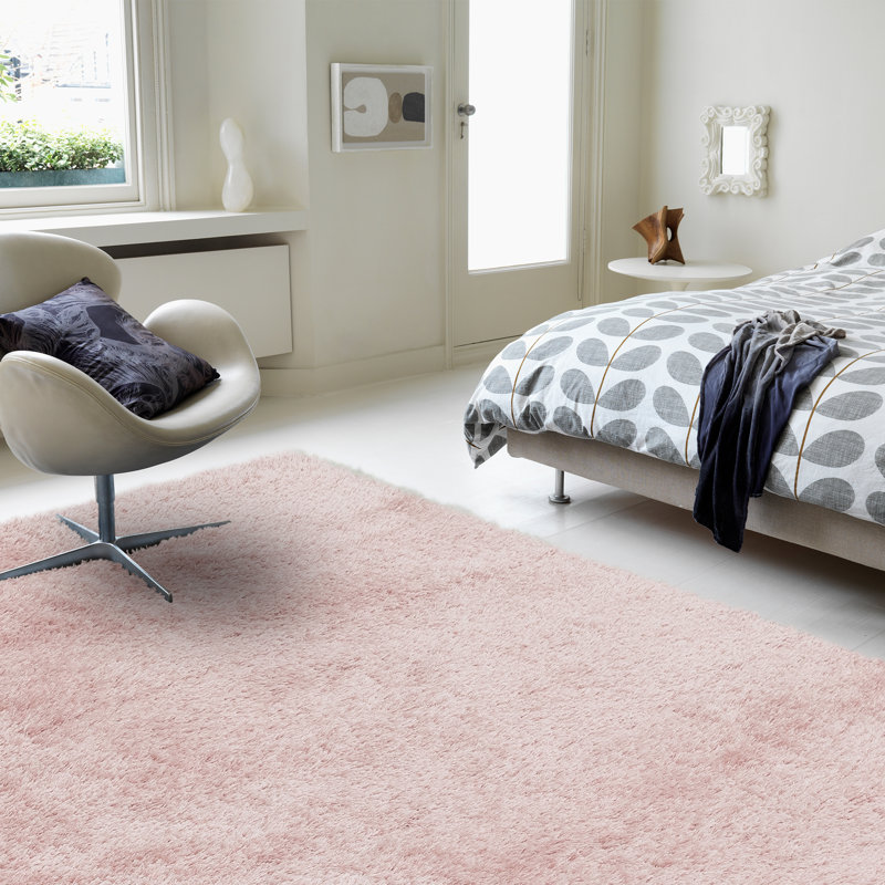 Natonia Shiny Shaggy Pink Area Rug, Rectangle 120 x 170cm