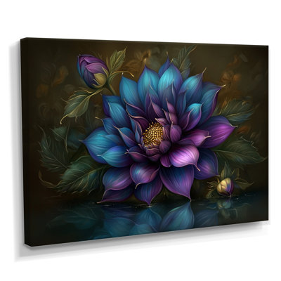 Fractale mauve Dahlias Reflection - Dahlia Wall Art Living Room