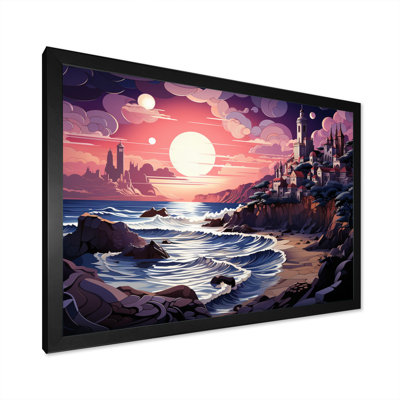 «Pink Beach Artistry Papercut - Coastal Beach», impressions sur toile