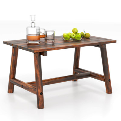 Outdoor Coffee Table with Slatted Tabletop Rectangle Side Table for Garden