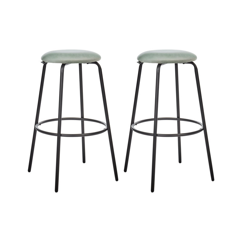 Laplace Upholstered Counter Stool with Metal Frame, Green 
