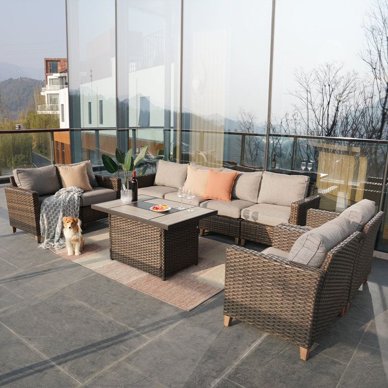 Umeh 9-Piece Wicker Seating Group with Cushions