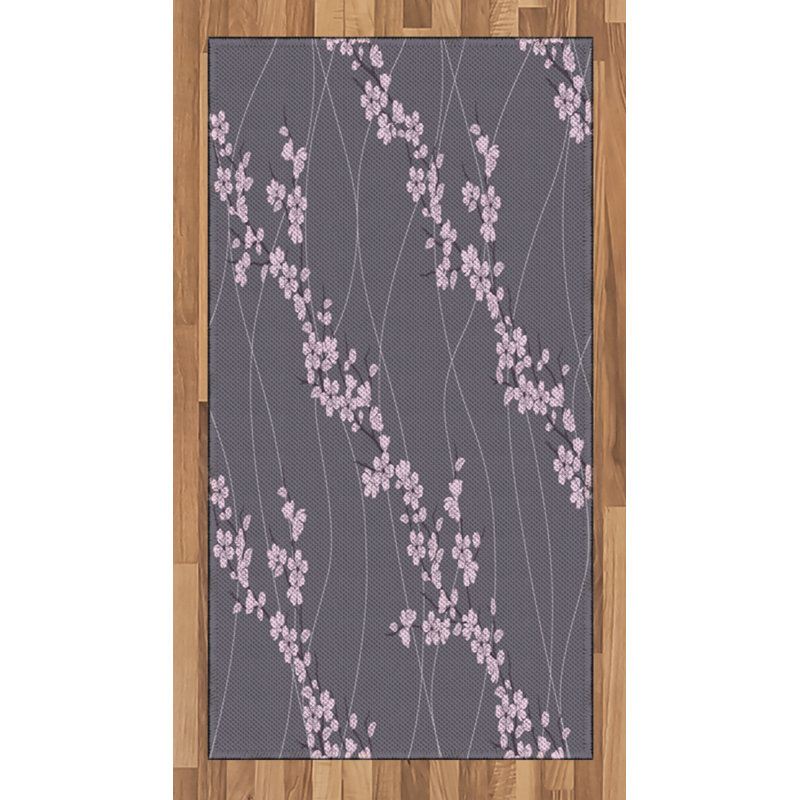 Tapis décoratif floral à haute densité en fibres de polyester, Rectangle 2 pi 7 po x 5 pi