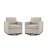 Modern Upholstered Sand Square Swivel Armchair with Matel Base (Set of 2)-888415232
