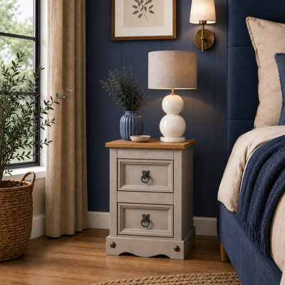 Upstream 2 Drawer Bedside Table Solid Wood