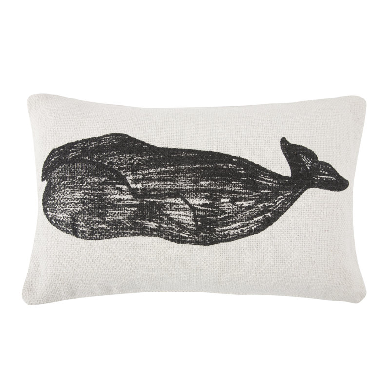 Whale Cotton Reversible Throw Pillow