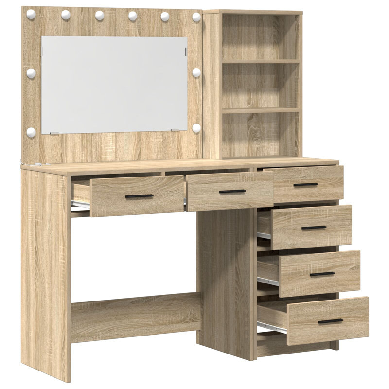 Set Of 2 Engineered Wood Standard Mirror, Sonoma Oak