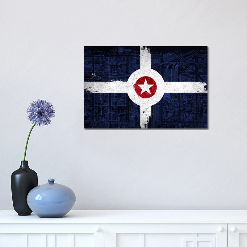 Indianapolis, Indiana (Roadway Blueprint) 1 Piece Wrapped Canvas Painting, 30.48 cm H x 45.72 cm W