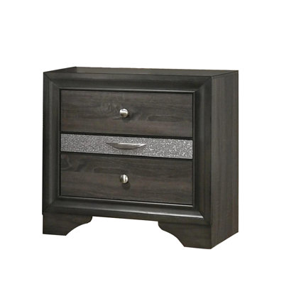 3-Drawer Wooden Nightstand with Elegant Pewter Round Knobs