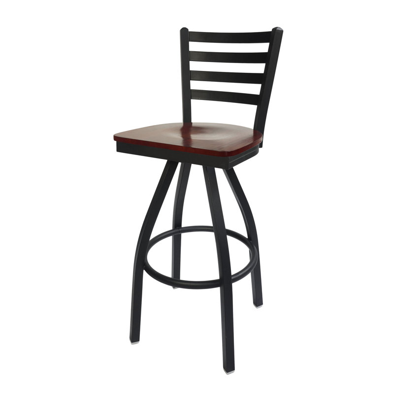 Swivel Counter Stool with Metal Frame, Rustic Brown/Black