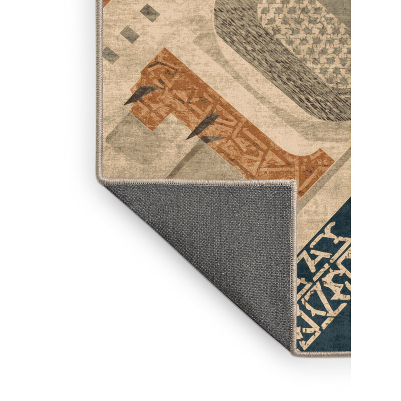 Tapis à motif géométrique doux et moelleux à motifs géométriques modernes et contemporains en brun - beige, 4 x 2