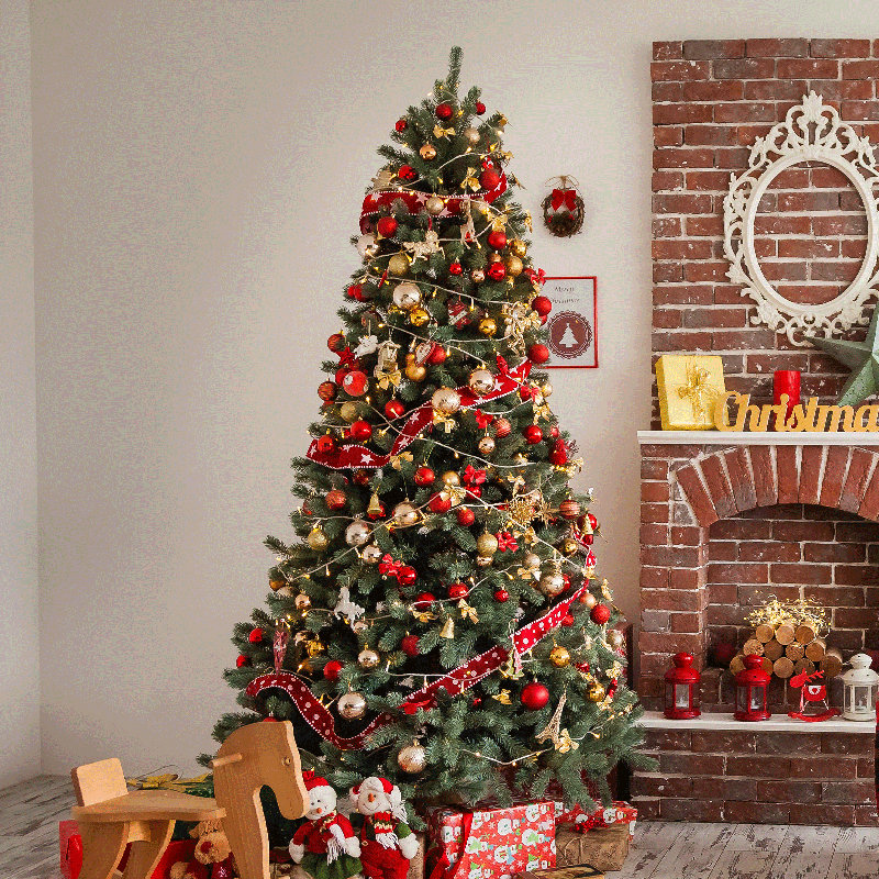 Arbre de Noël artificiel en forme de pin avec 130 lumières DEL chaudes et 400 branches en PVC pour la décoration des Fêtes