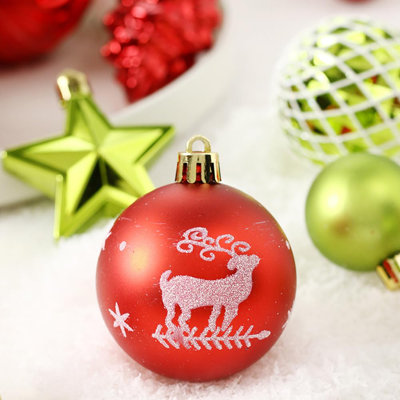 Ensemble de 70 ornements de Noël incassables - boules rouges et dorées, décorations suspendues Merry Christmas