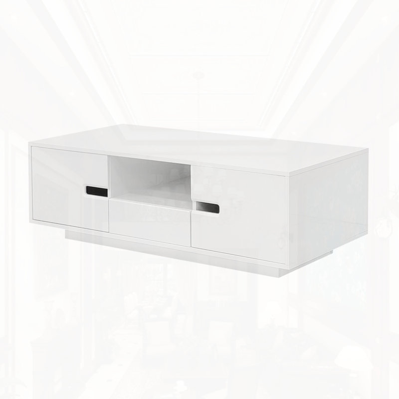 Table basse moderne ultrabrillante, Blanc