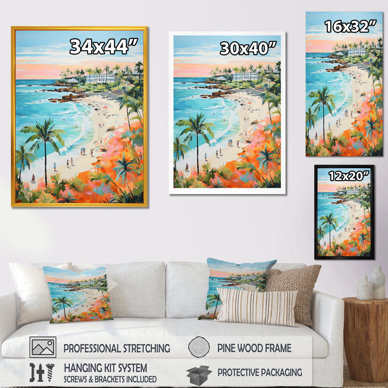 Pastel Colour Coastal Beach Scene Paradise II - Beach Wall Art, Wrapped Canvas, 32" H x 24" W x 1" D
