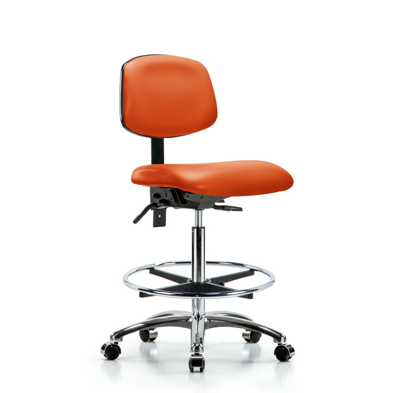 Vivienne Vinyl Drafting Chair, Casters, Included, Orange