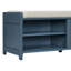 Banc à chaussures avec rangement et coussin, banc de rangement à volets vieillis avec charme rétro pour le salon, vestibule (bleu marine)-130151025