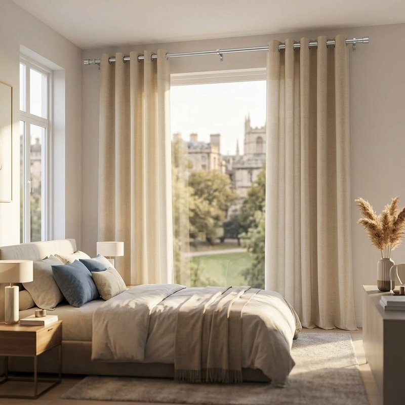 Natural 79cm to 240cm 2.5cm Single Curtain Pole