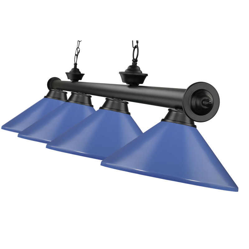 Billard 4 lumières Annaleisa, Bleu marine, Noir mat