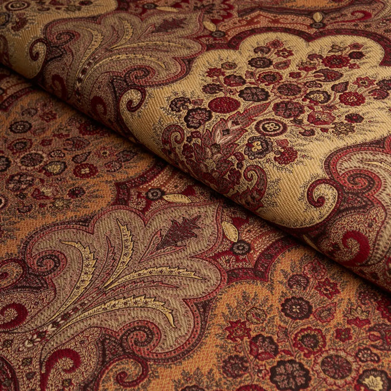New Castle Paisley Fabric, Cranberry