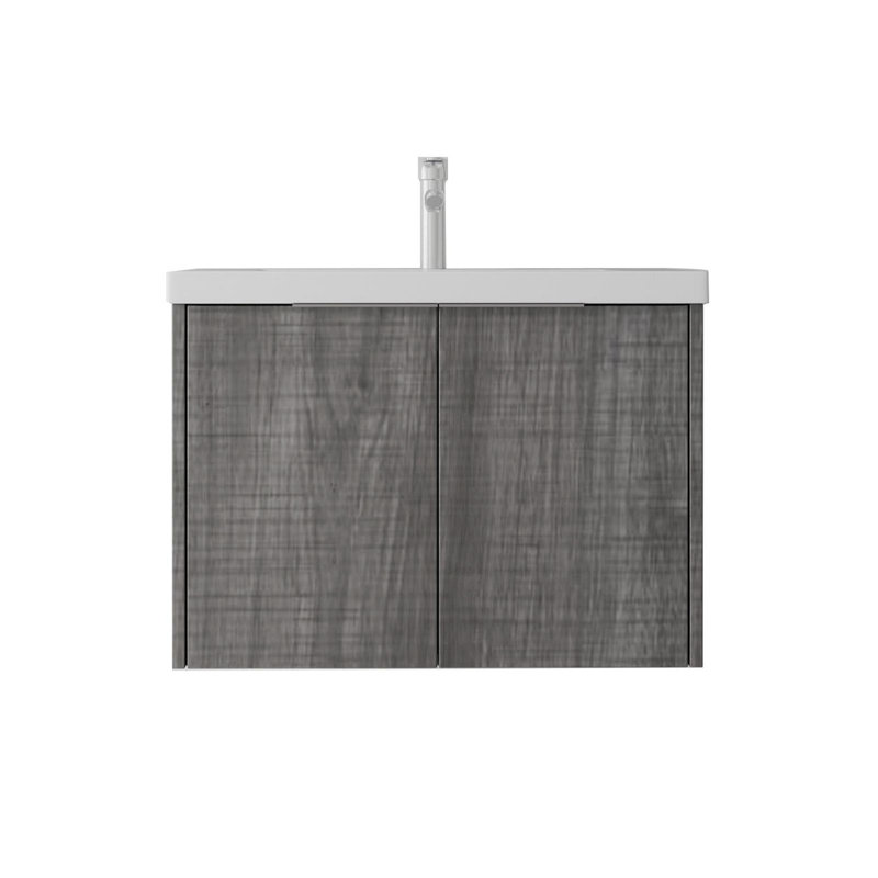 Meuble-lavabo flottant 30 po avec lavabo, porte à fermeture en douceur, pour petites salles de bain, Grey, 30"