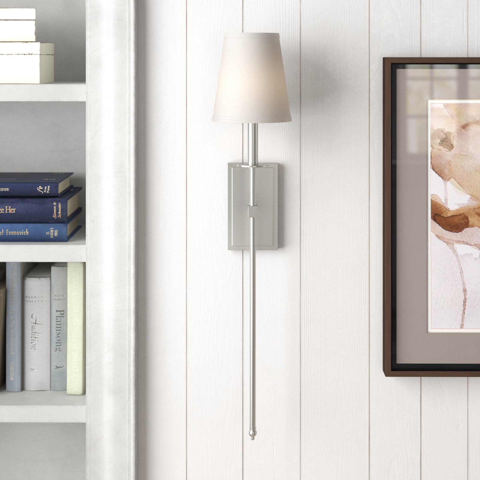 Jillian 1-Light Wallchiere, 33.5" H x 6.75" W x 8'' D, Satin Nickel
